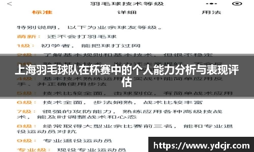上海羽毛球队在杯赛中的个人能力分析与表现评估